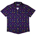 Pixel Art Arcade Video Game Purple Button Up Shirt - adult sizing - video game arcade print -