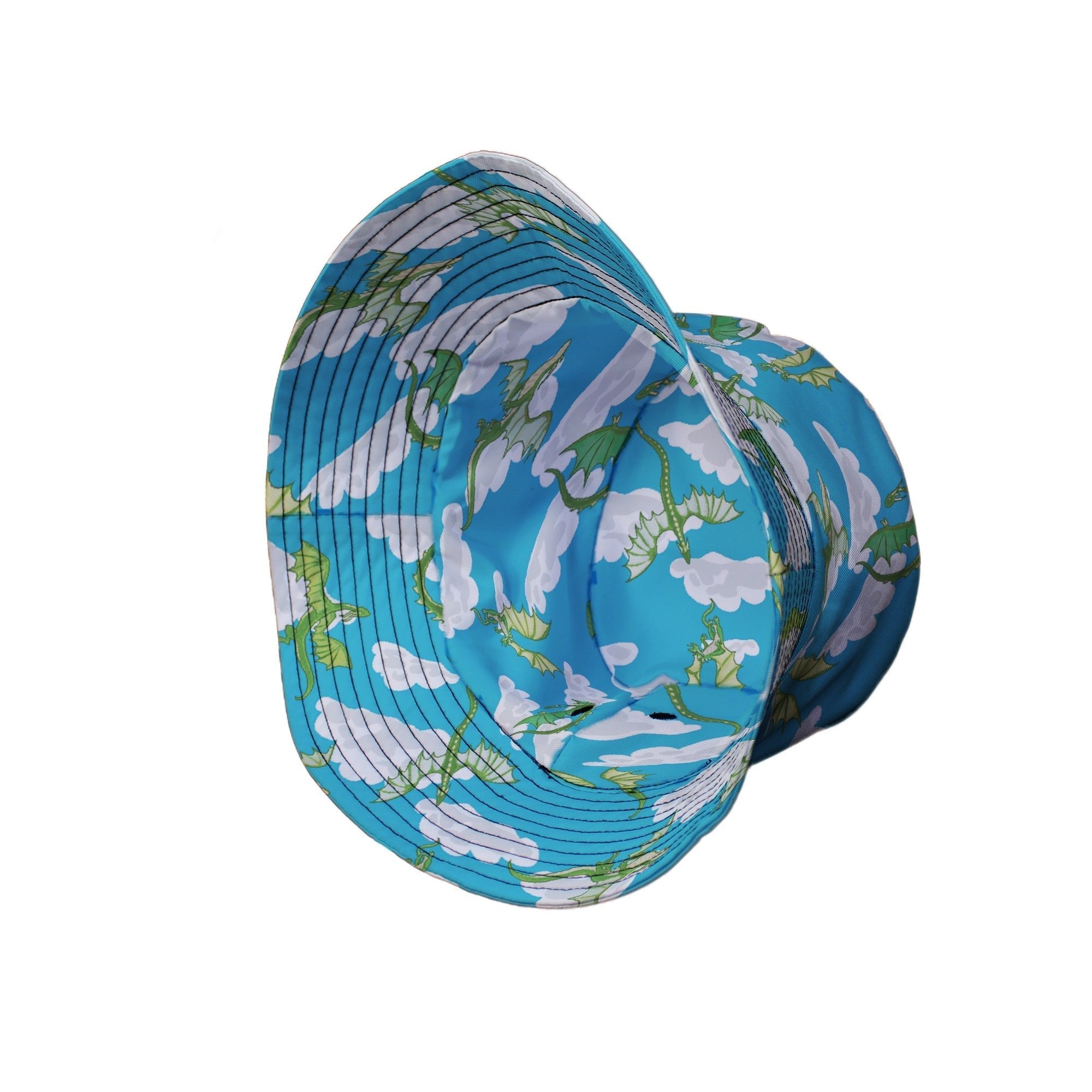 Pixel Dragon Video Game Sky Bucket Hat Geek Nerd Designs by Nathan fantasy prints lx - B