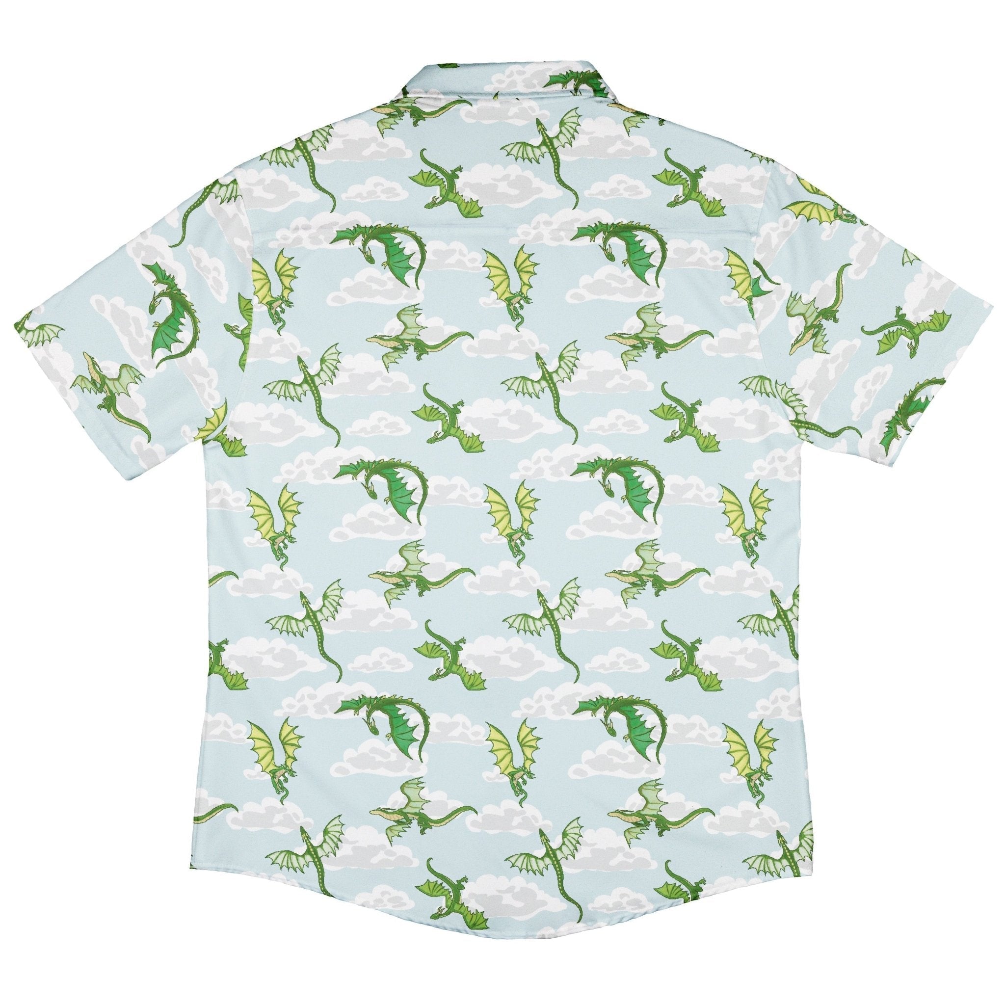 Pixel Dragon Video Game Mist Button Up Shirt Geek Nerd adult sizing Designs by Nathan fantasy prints