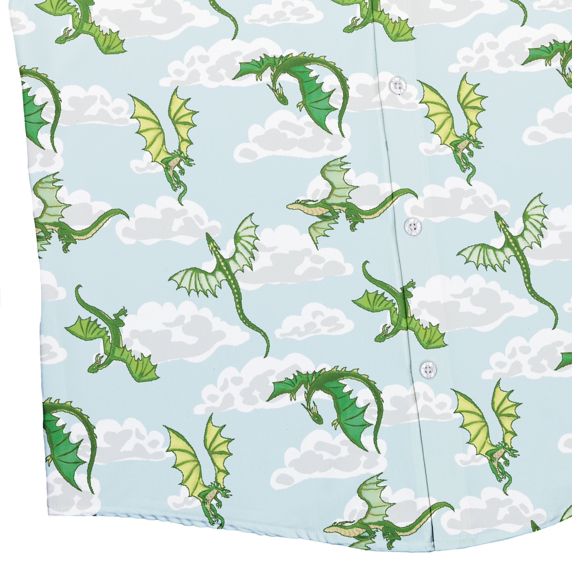 Pixel Dragon Video Game Mist Button Up Shirt Geek Nerd adult sizing Designs by Nathan fantasy prints