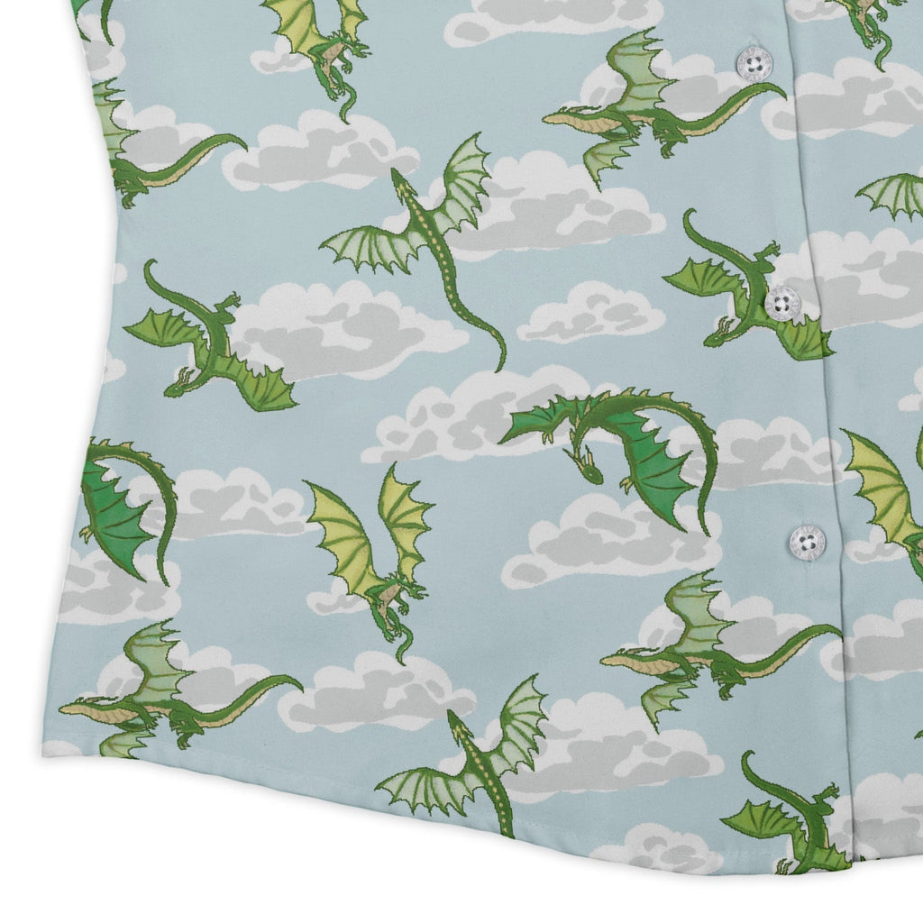Pixel Dragon Video Game Mist Curvy Button Up Shirt Geek Nerd Designs by Nathan fantasy prints q225