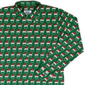 Pixel Santa Hats Dice Long Sleeve Button Up Shirt Geek Nerd adult sizing Christmas Print Design by Heather Davenport