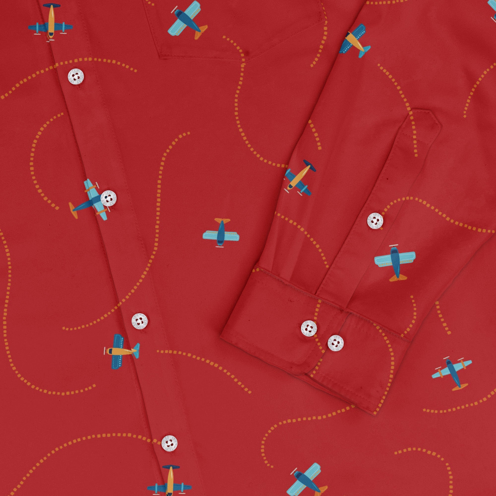 Plane Contrails Long Sleeve Button Up Shirt Geek Nerd adult sizing aviation print Design by Zirkus Design