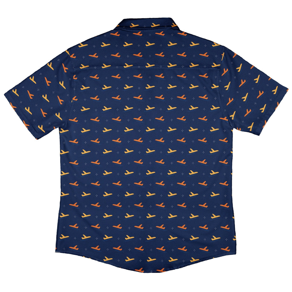 Plane Silhouette Button Up Shirt Geek Nerd adult sizing aviation print Design by Zirkus Design