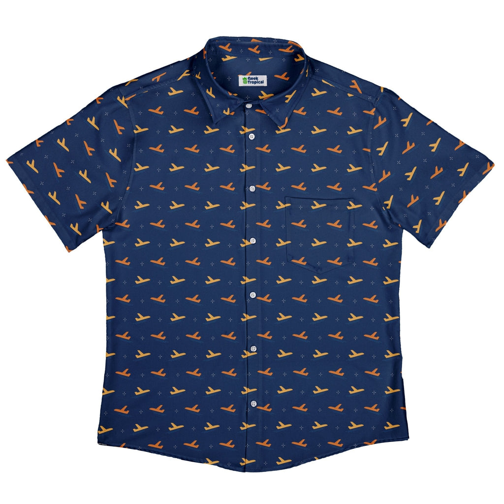 Plane Silhouette Button Up Shirt Geek Nerd adult sizing aviation print Design by Zirkus Design