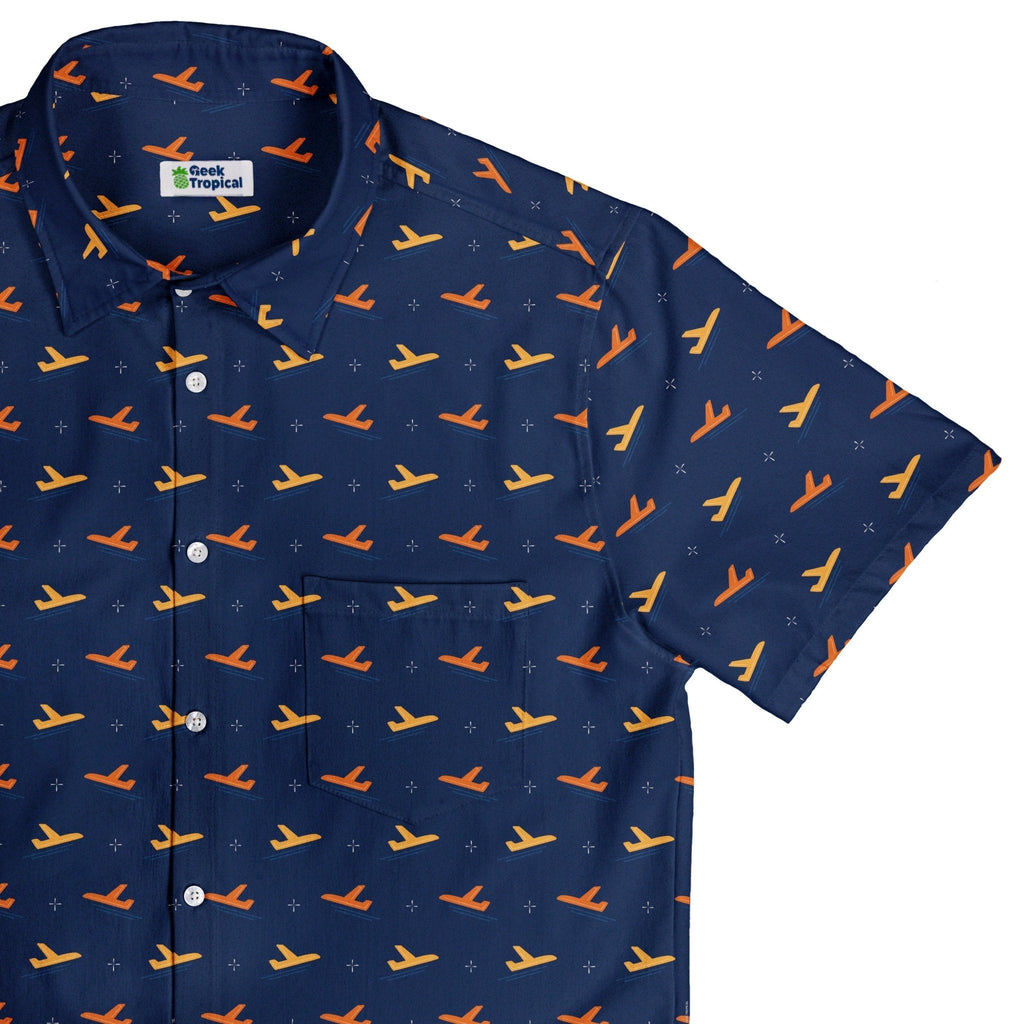 Plane Silhouette Button Up Shirt Geek Nerd adult sizing aviation print Design by Zirkus Design