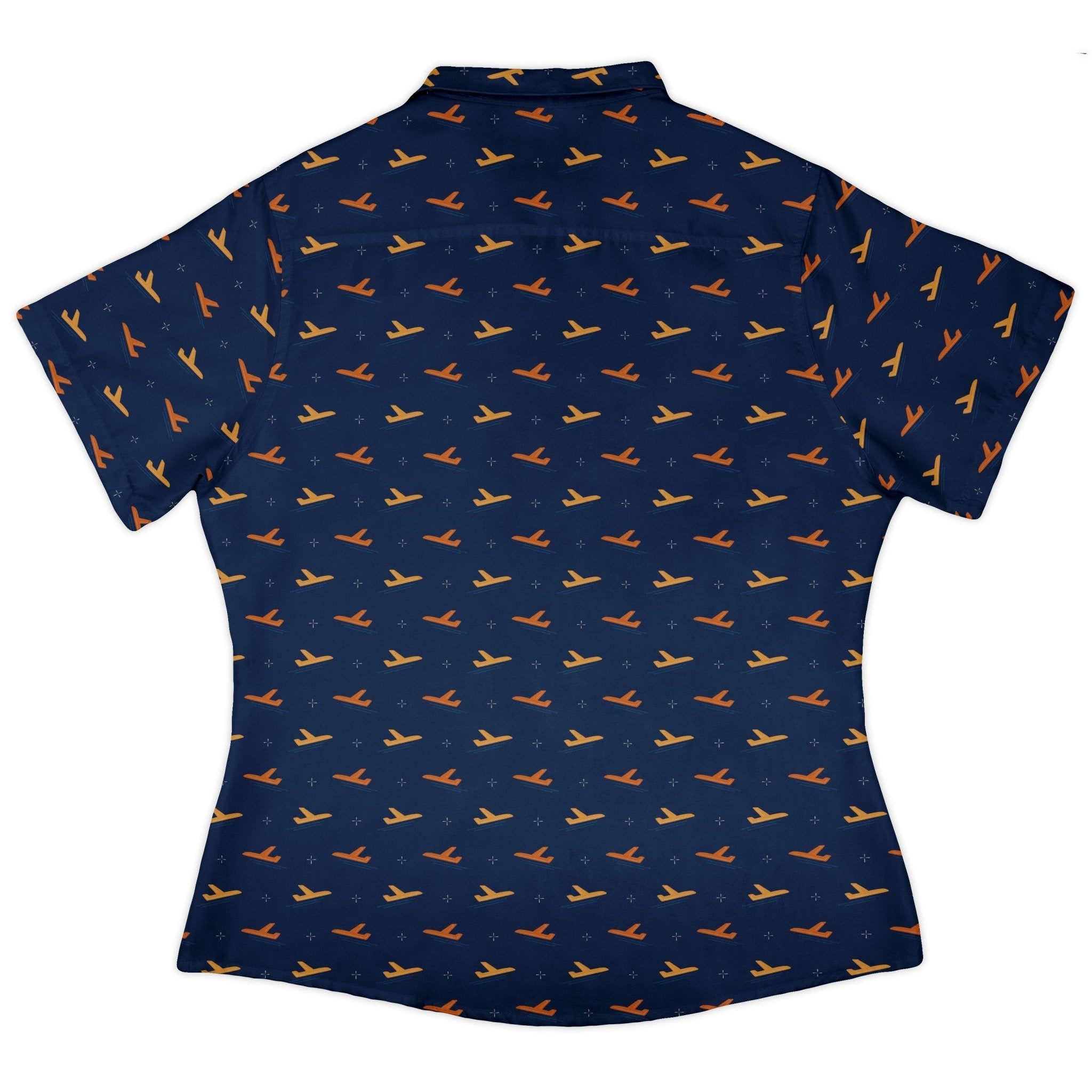 Plane Silhouette Curvy Button Up Shirt Geek Nerd aviation print Design by Zirkus Design q225