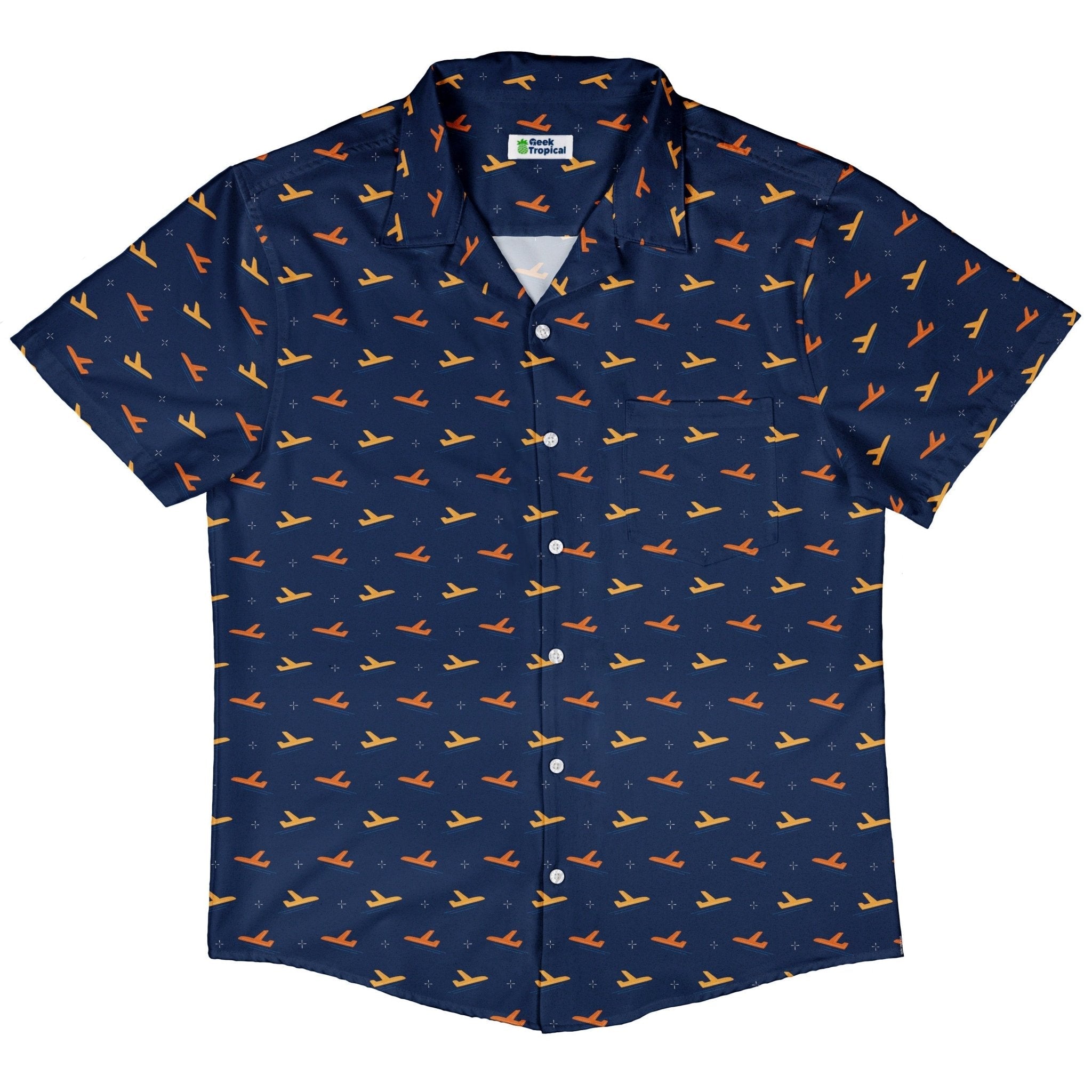 Plane Silhouette Button Up Shirt Geek Nerd adult sizing aviation print Design by Zirkus Design