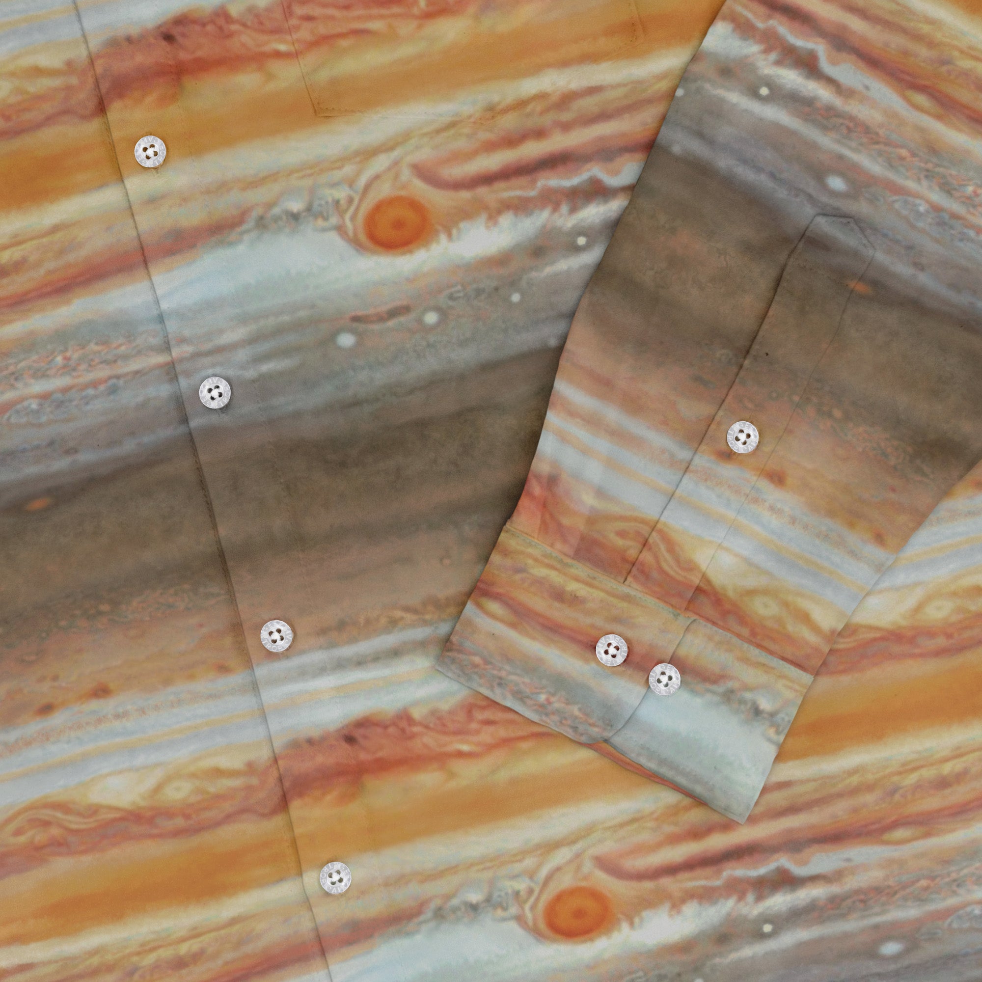 Planet Jupiter Space Long Sleeve Button Up Shirt Geek Nerd adult sizing Designs by Nathan FLOW DESC WRITING