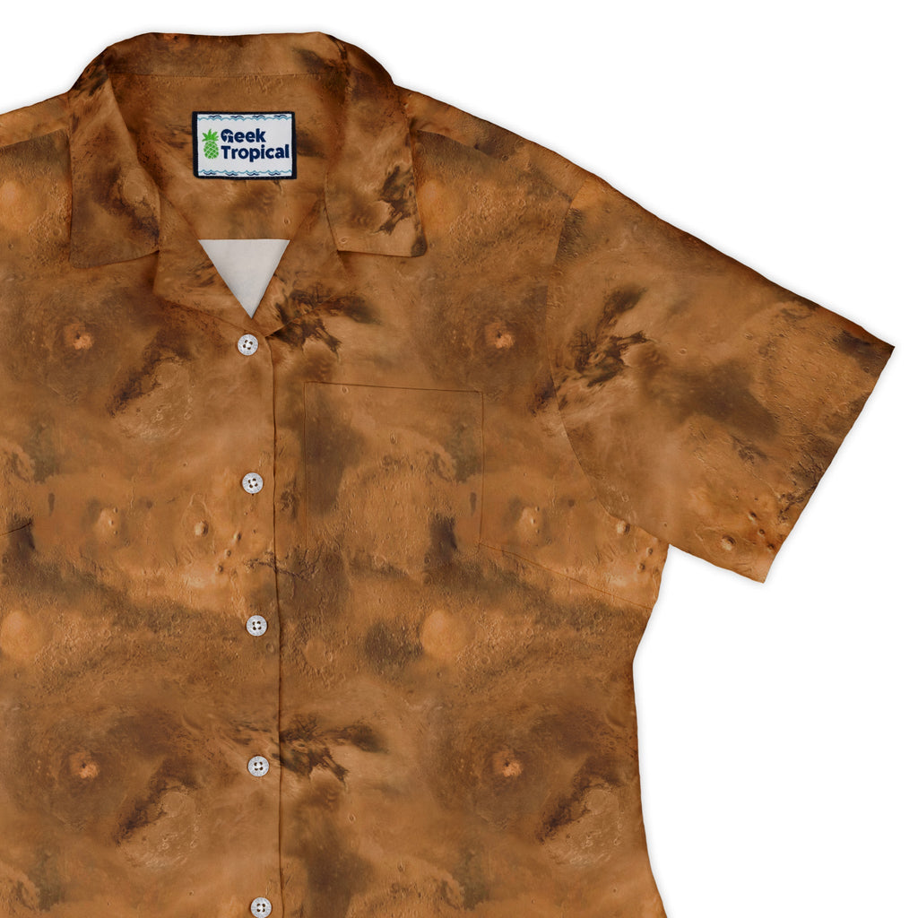Planet Mars Space Curvy Button Up Shirt Geek Nerd Designs by Nathan outer space & astronaut print Q3