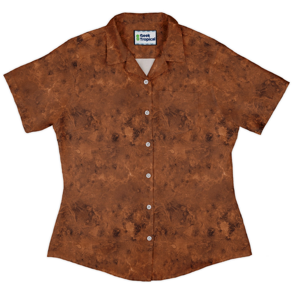 Planet Venus Space Curvy Button Up Shirt Geek Nerd Designs by Nathan outer space & astronaut print Q3