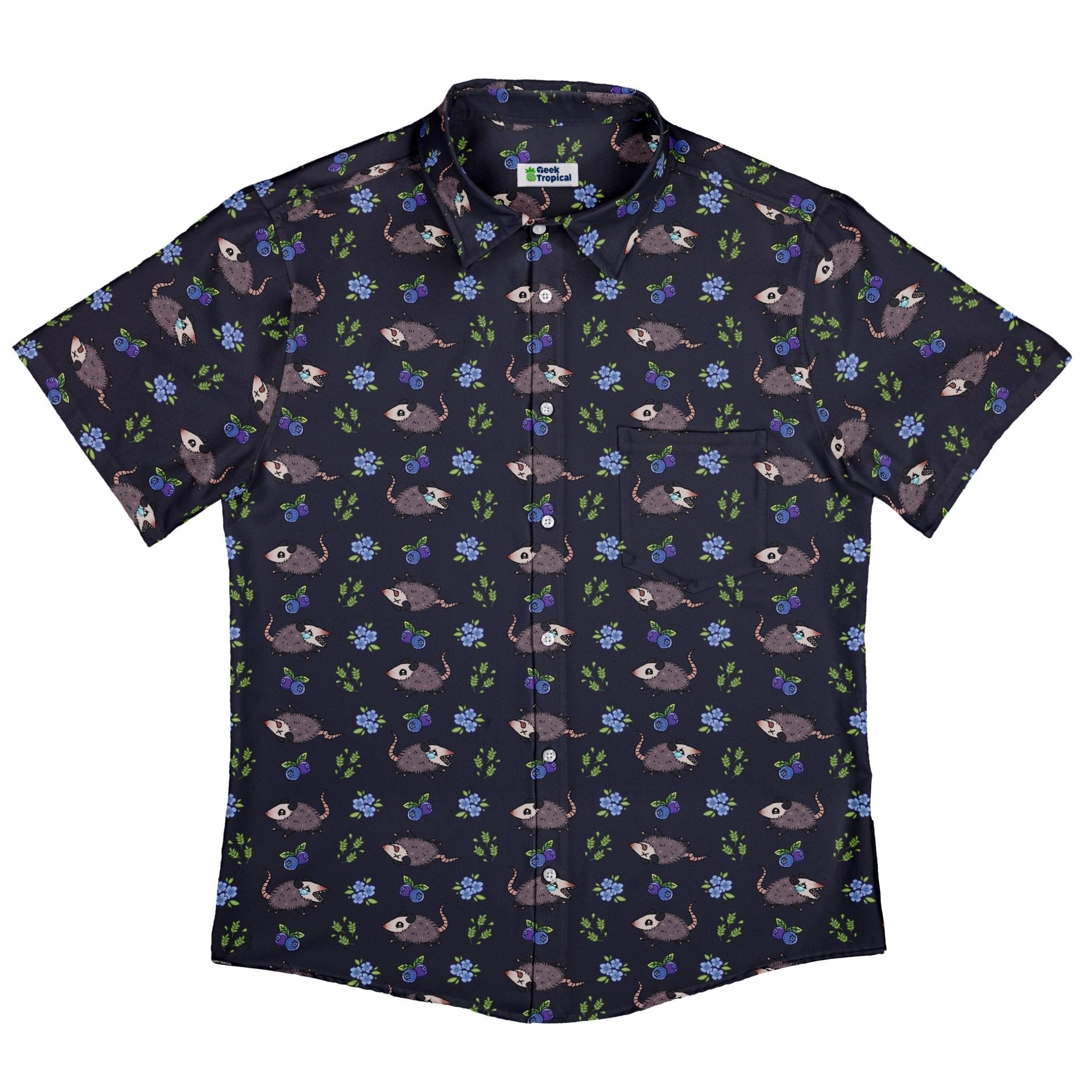 Playing Possum Button Up Shirt Geek Nerd 0925 adult sizing All Adult Button Up Shirts