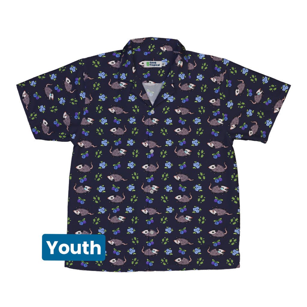 Playing Possum Youth Hawaiian Shirt Geek Nerd 0925 Animal Patterns Botany Print