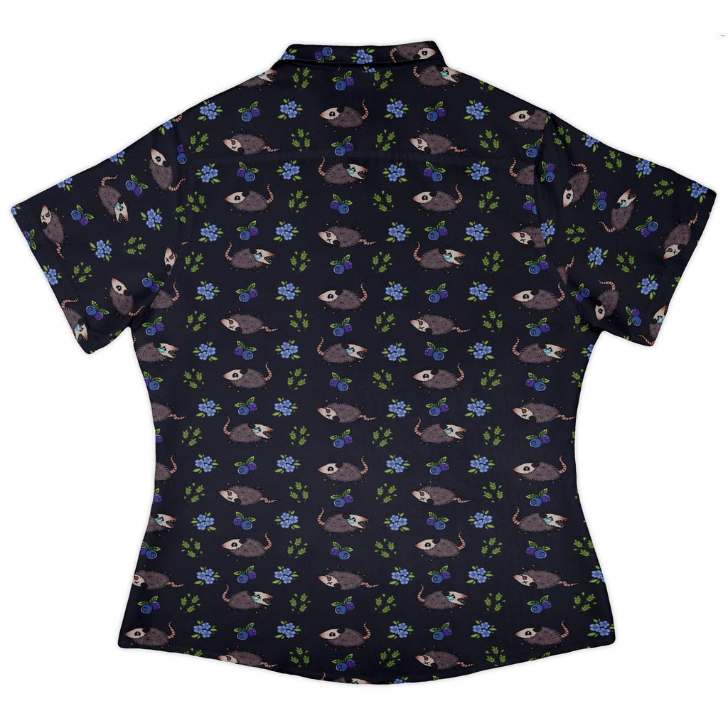 Playing Possum Curvy Button Up Shirt Geek Nerd 0925 All Adult Button Up Shirts Animal Patterns