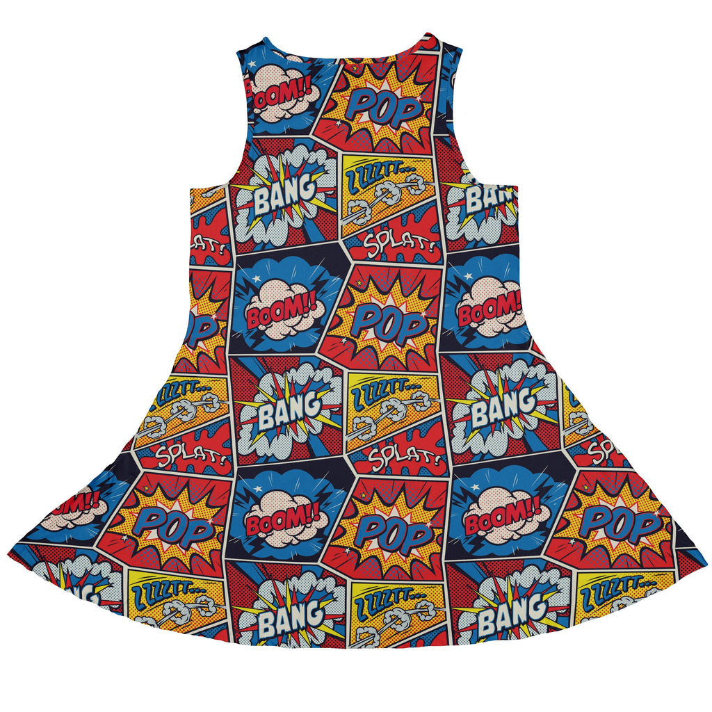 Pop Art Comic Book Red Sleeveless Dress