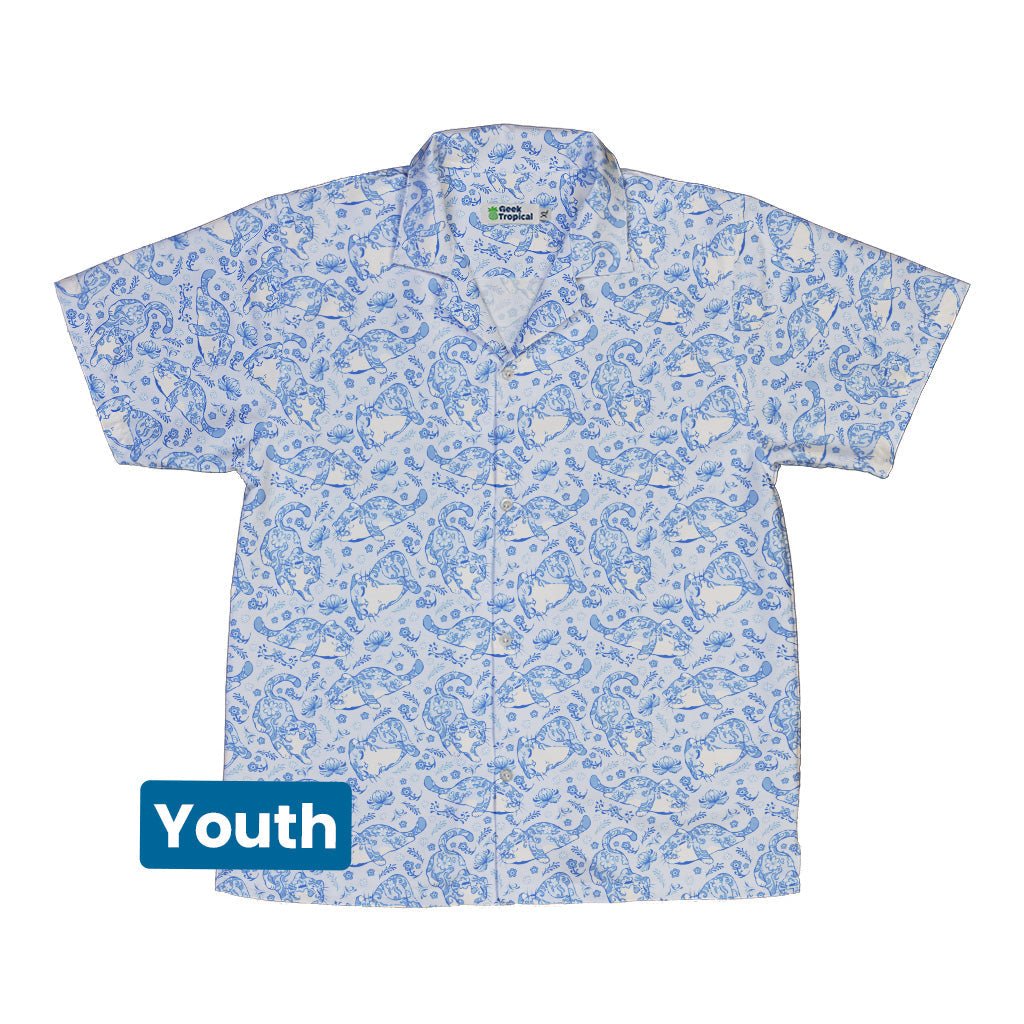 Porcelain Tigers Youth Hawaiian Shirt Geek Nerd 0925 Animal Patterns Botany Print