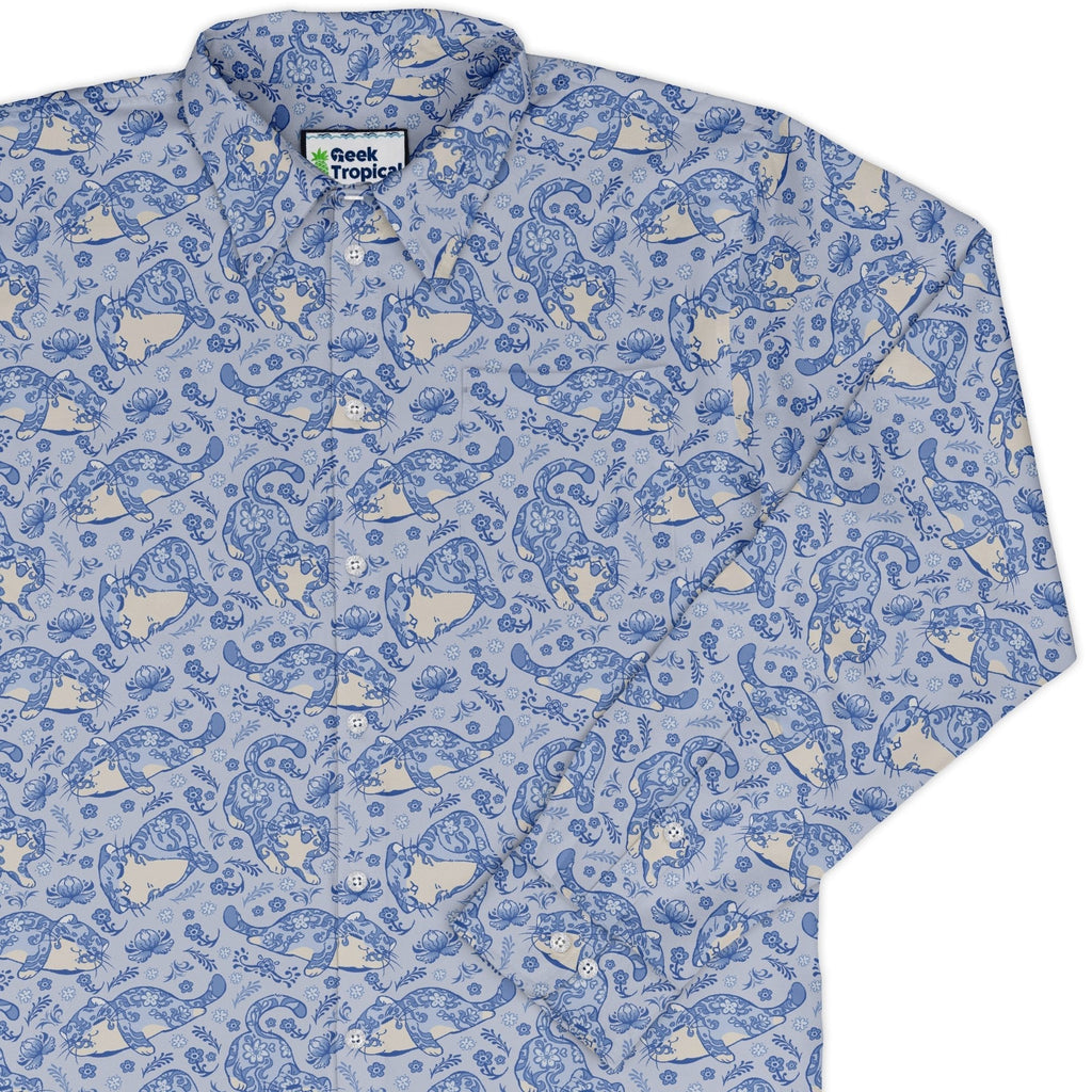 Porcelain Tigers Long Sleeve Button Up Shirt Geek Nerd 0925 adult sizing All Adult Button Up Shirts