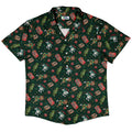 Present Mimics Green Button Up Shirt Geek Nerd adult sizing Christmas Print Design by Ardi Tong