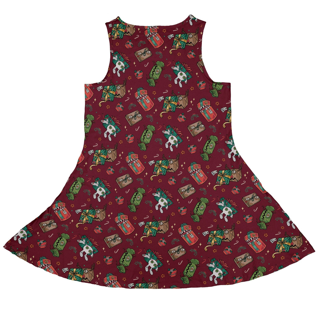 Present Mimics Red Dress Geek Nerd Christmas Print Design by Ardi Tong lx - C