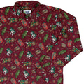 Present Mimics Red Long Sleeve Button Up Shirt Geek Nerd adult sizing Christmas Print Design by Ardi Tong