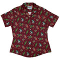 Present Mimics Red Curvy Button Up Shirt Geek Nerd Christmas Print Design by Ardi Tong dnd & rpg print
