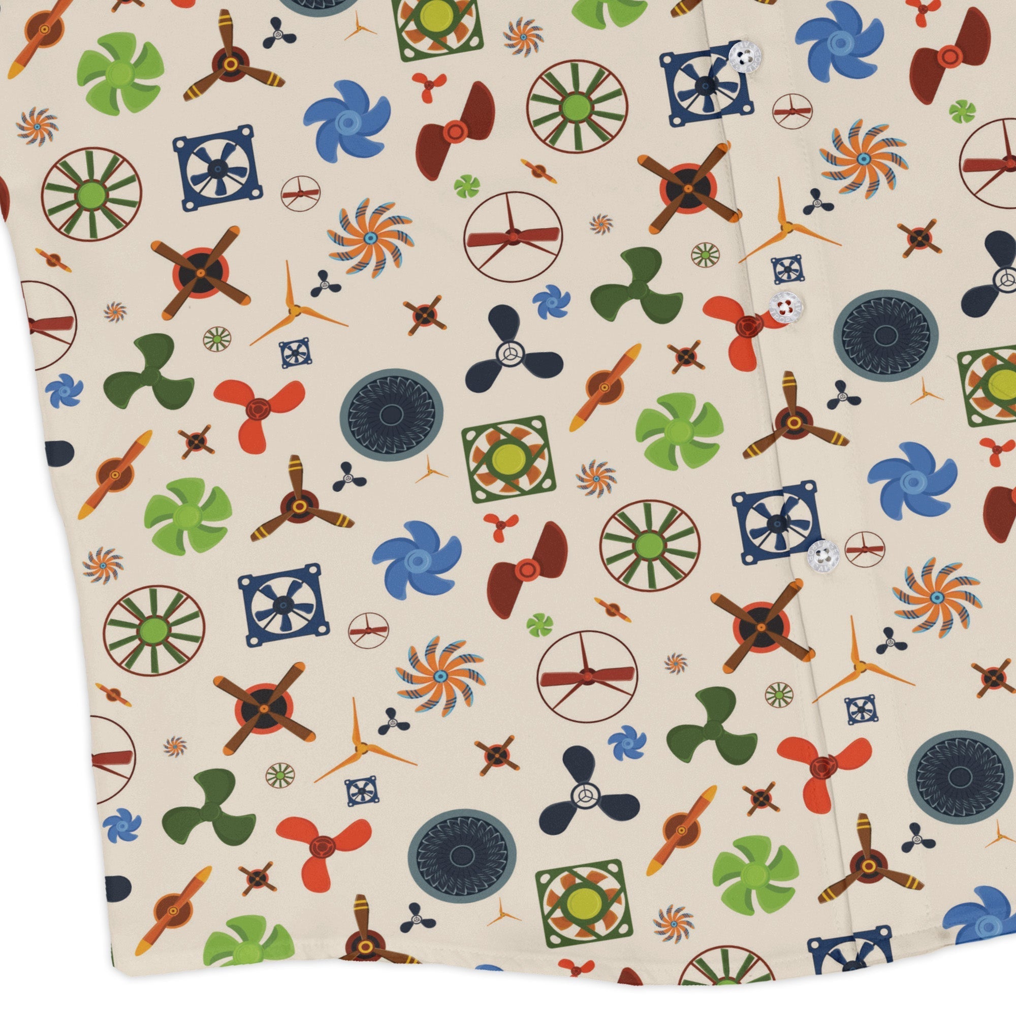 Propeller Party Tan Aviation Long Sleeve Button Up Shirt Geek Nerd adult sizing aviation print FLOW DESC WRITING