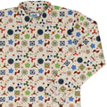 Propeller Party Tan Aviation Long Sleeve Button Up Shirt Geek Nerd adult sizing aviation print FLOW DESC WRITING
