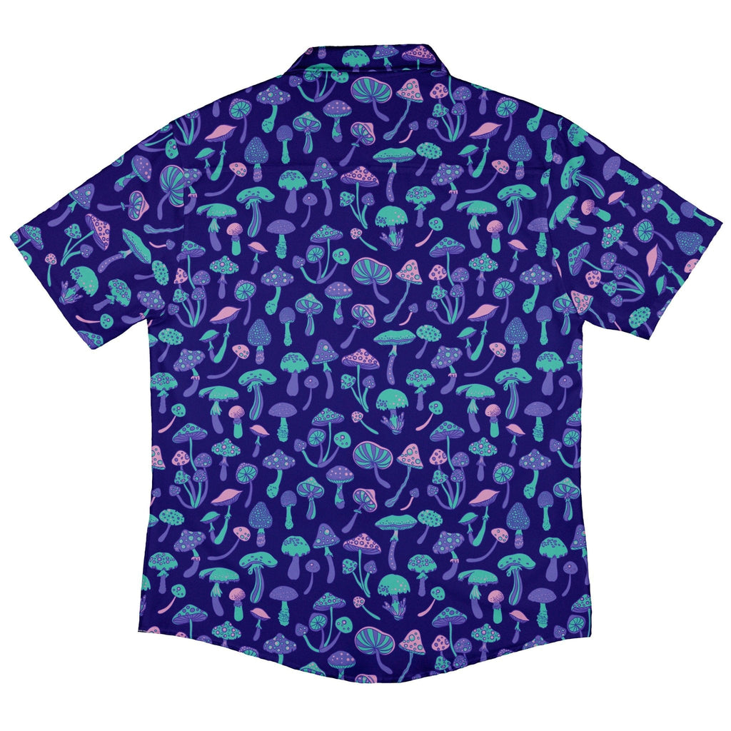 Psychedelic Mushrooms Button Up Shirt - adult sizing - Botany Print -