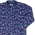 Psychedelic Mushrooms Long Sleeve Button Up Shirt Geek Nerd adult sizing Botany Print FLOW DESC WRITING