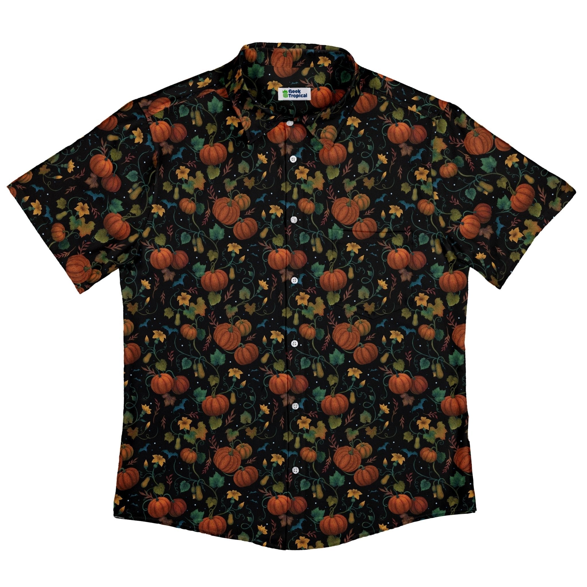 Pumpkin Bats Button Up Shirt Geek Nerd 0925 adult sizing All Adult Button Up Shirts