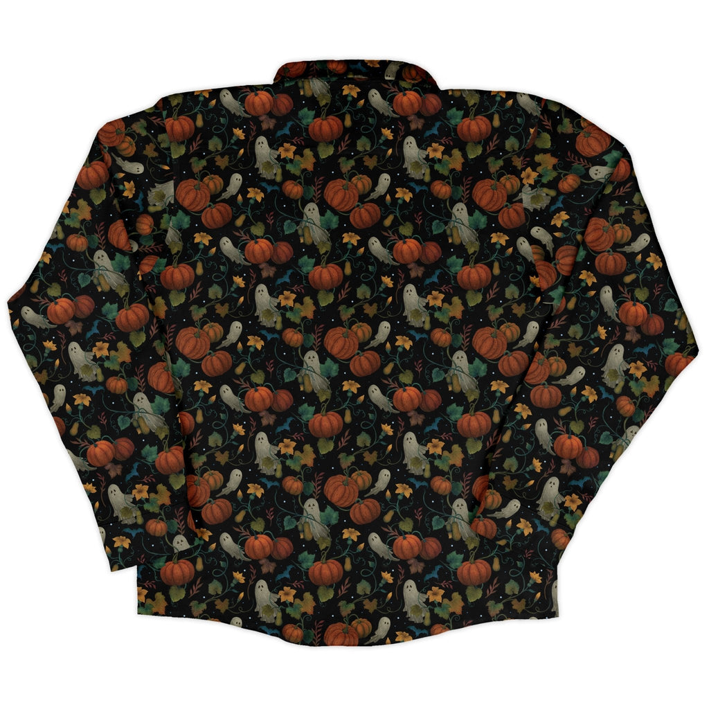 Pumpkin Ghosts Long Sleeve Button Up Shirt Geek Nerd 0925 adult sizing All Adult Button Up Shirts