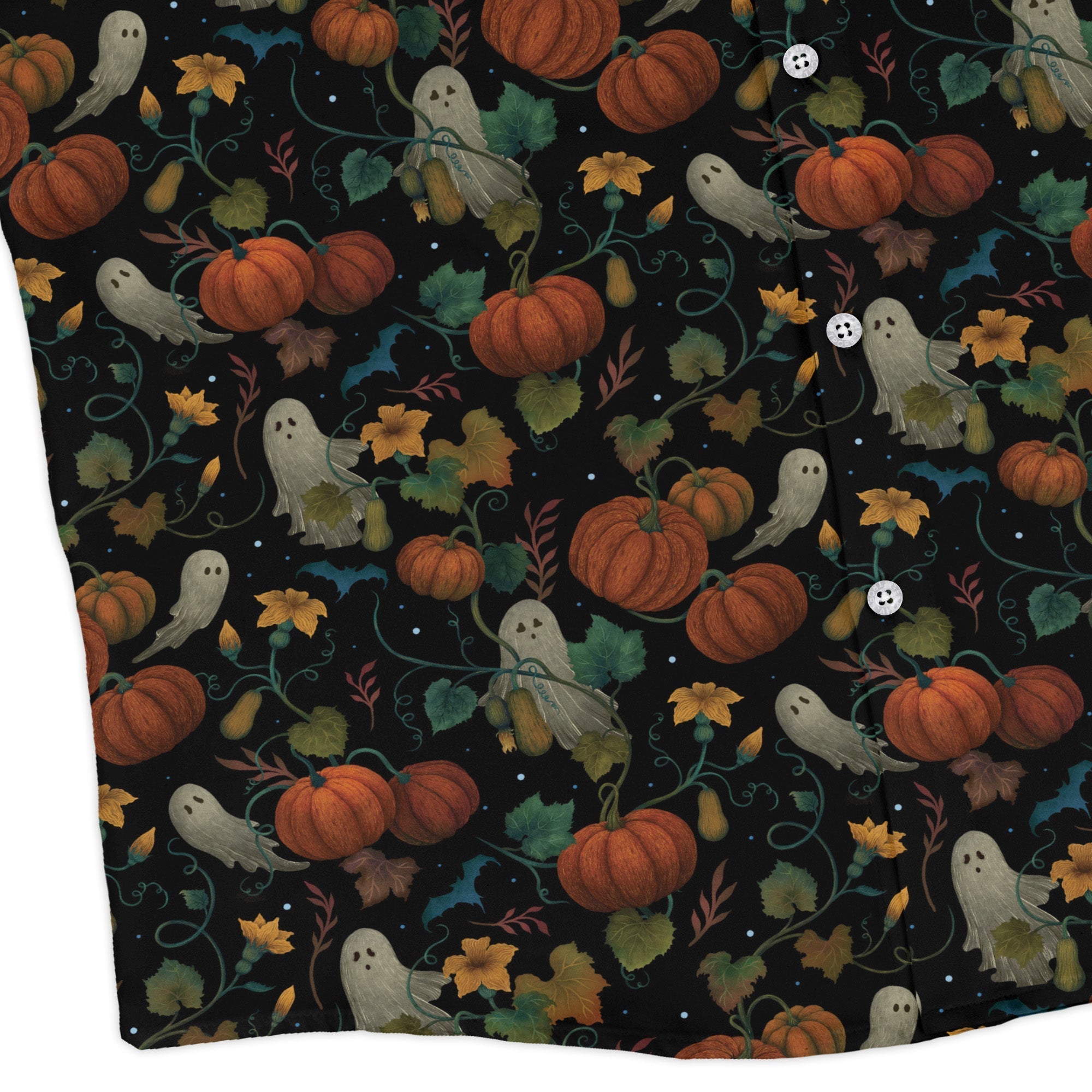 Pumpkin Ghosts Long Sleeve Button Up Shirt Geek Nerd 0925 adult sizing All Adult Button Up Shirts