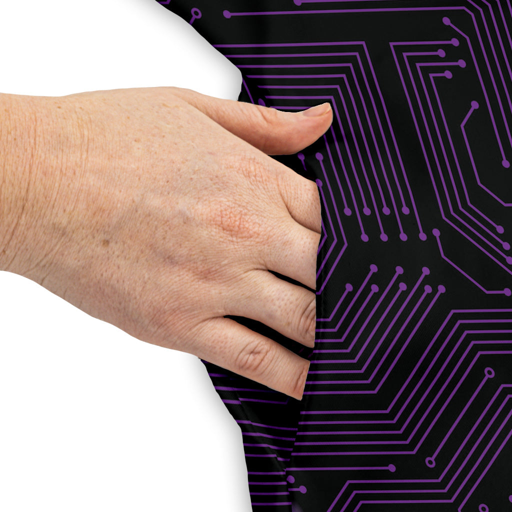 Purple Computer Circuit Board Sleeveless Dress
