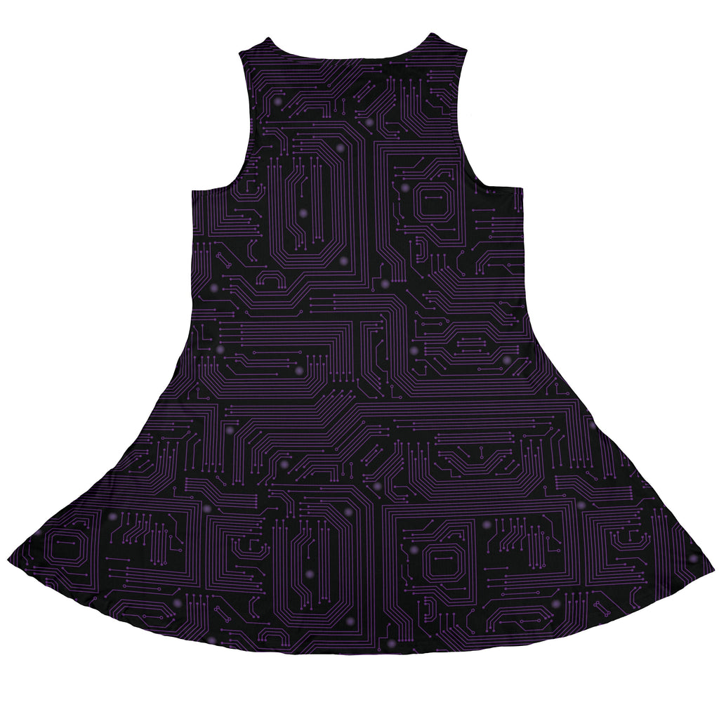 Purple Computer Circuit Board Sleeveless Dress
