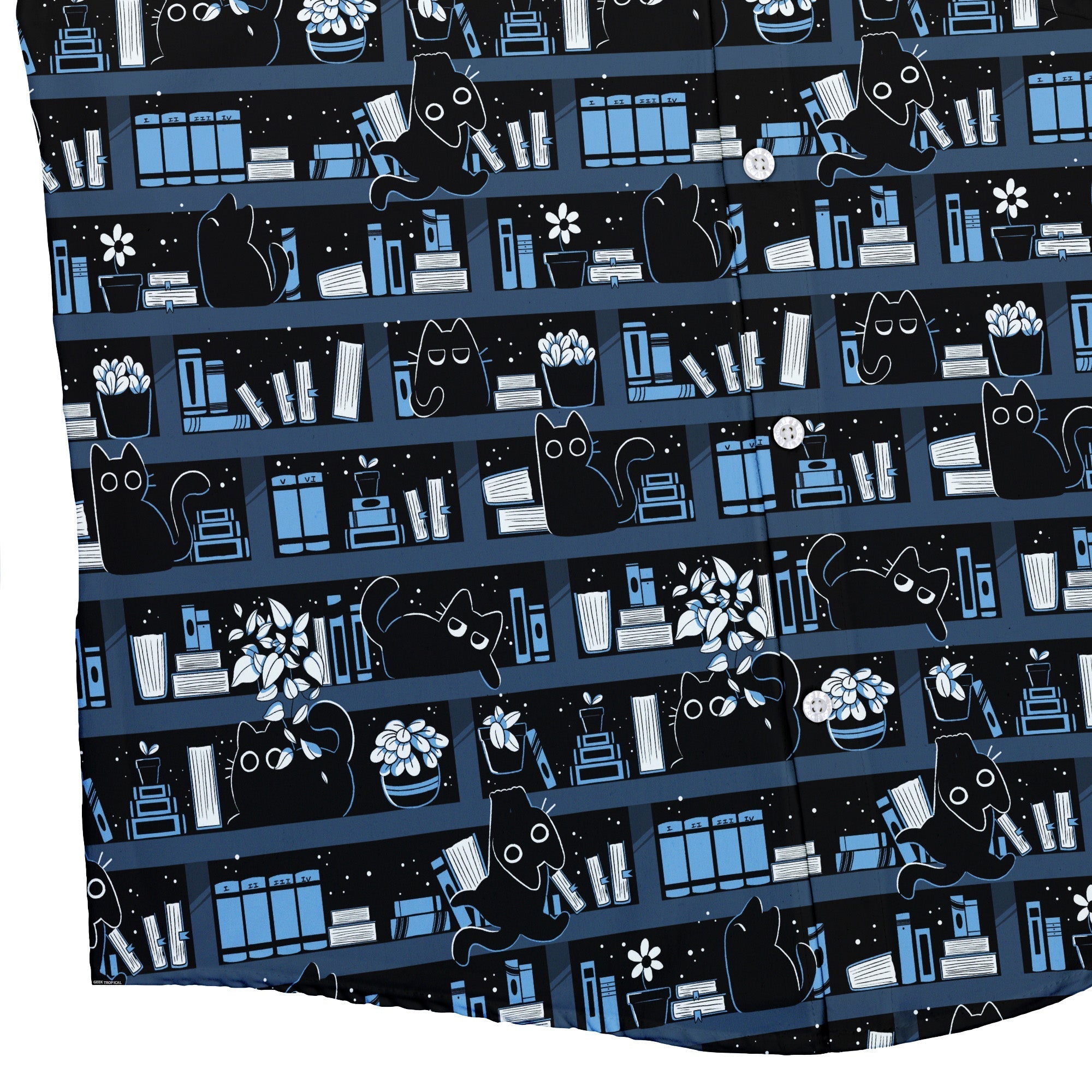 Purrrfect Library Button Up Shirt Geek Nerd 0925 adult sizing All Adult Button Up Shirts