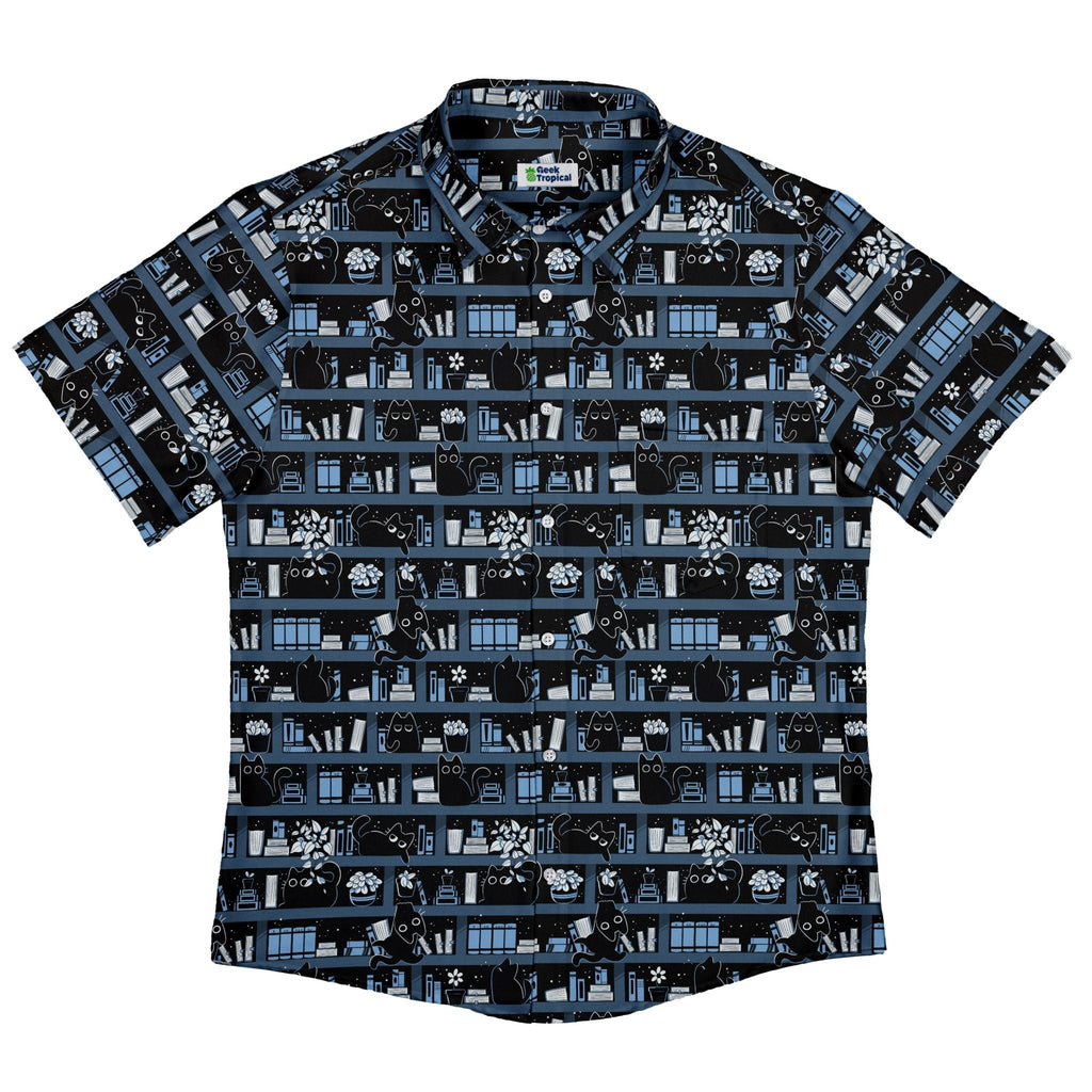 Purrrfect Library Button Up Shirt Geek Nerd 0925 adult sizing All Adult Button Up Shirts