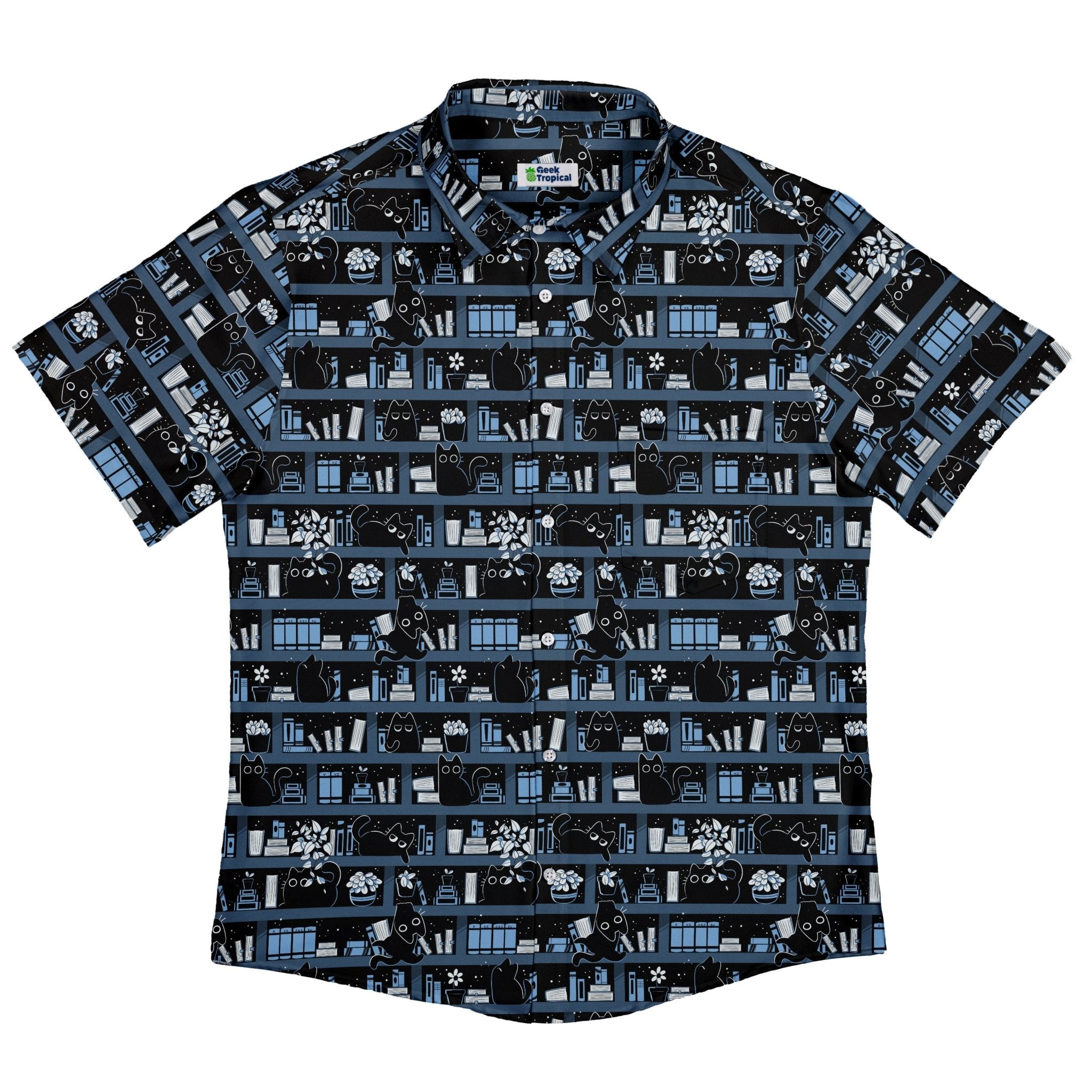 Purrrfect Library Button Up Shirt Geek Nerd 0925 adult sizing All Adult Button Up Shirts