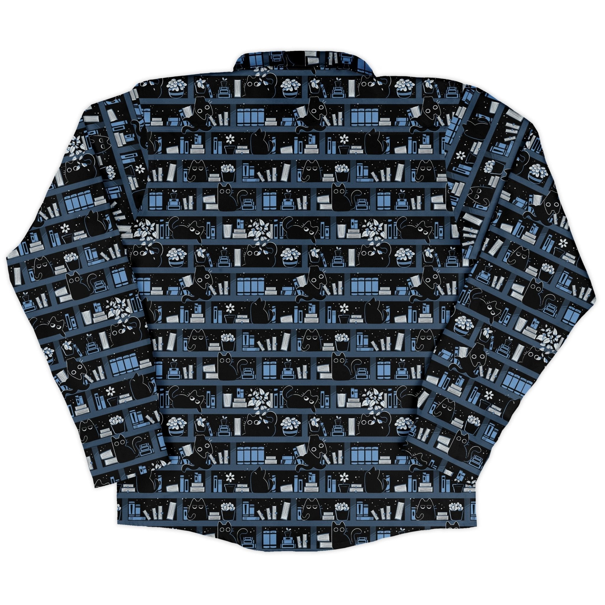 Purrrfect Library Long Sleeve Button Up Shirt Geek Nerd 0925 adult sizing All Adult Button Up Shirts
