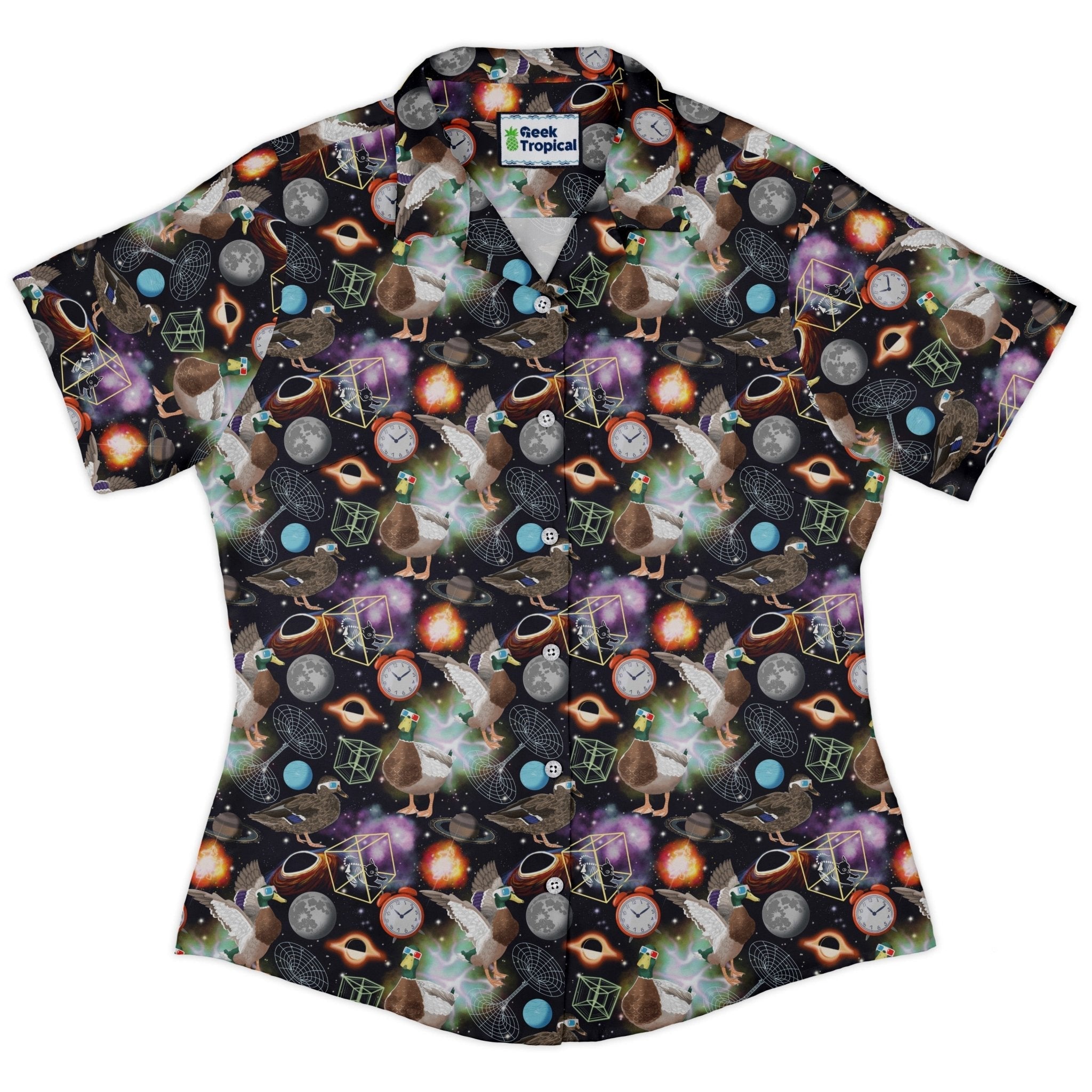 Quacktum Physics Curvy Button Up Shirt Geek Nerd 0925 All Adult Button Up Shirts Animal Patterns