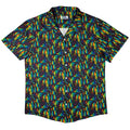 Rainbow Dragons DND Dice Black Button Up Shirt - adult sizing - Animal Patterns - Design by Heather Davenport