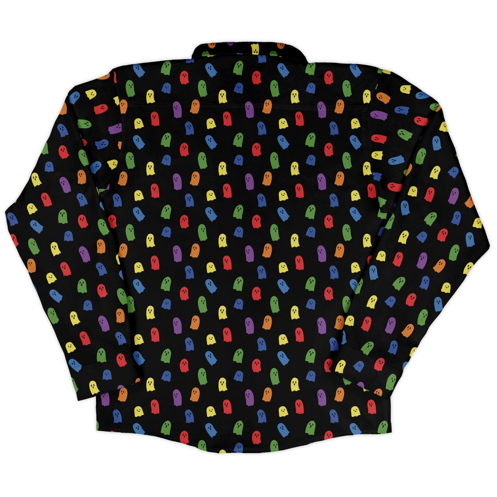 Rainbow Kawaii Ghosts Long Sleeve Button Up Shirt Geek Nerd 0925 adult sizing All Adult Button Up Shirts