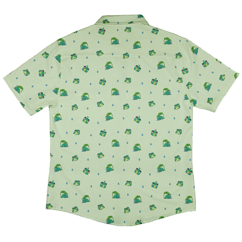 Raining Frogs Pastel Green Button Up Shirt - adult sizing - Animal Patterns - Anime