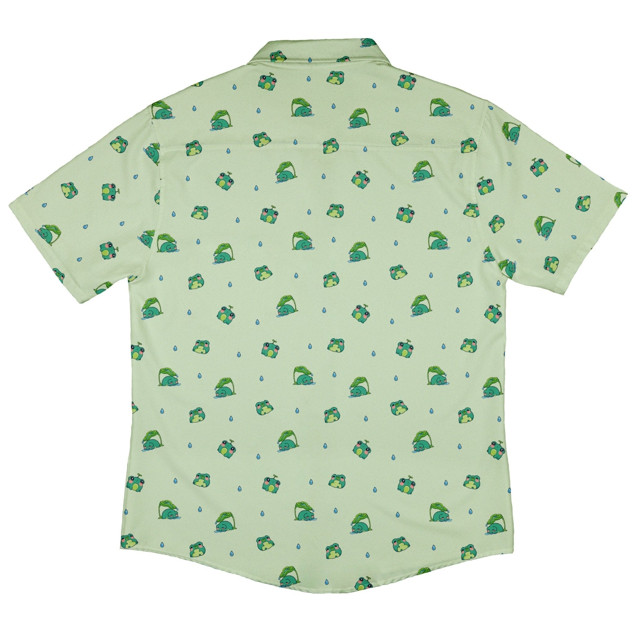Raining Frogs Pastel Green Button Up Shirt - adult sizing - Animal Patterns - Anime
