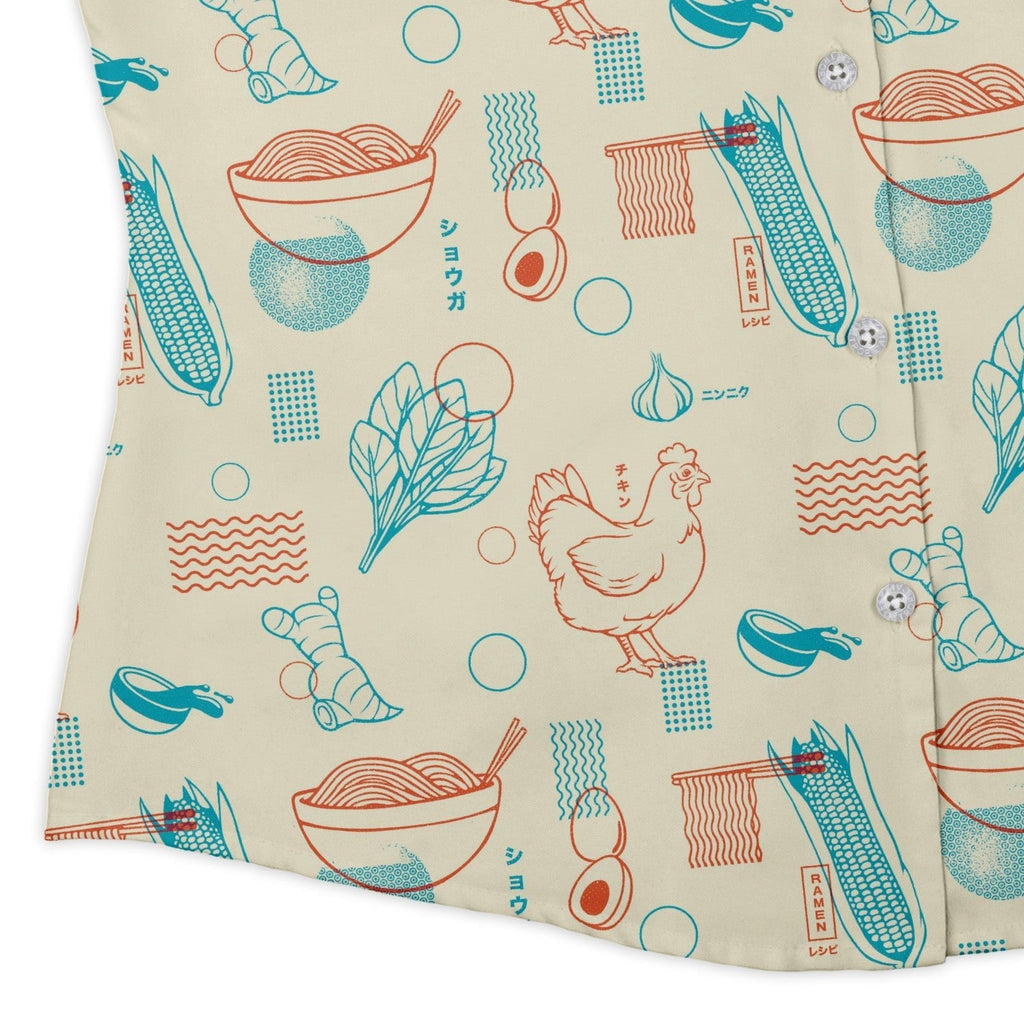 Ramen Recipe Japanese Curvy Button Up Shirt Geek Nerd Anime Design by Tobe Fonseca Q3 - 2
