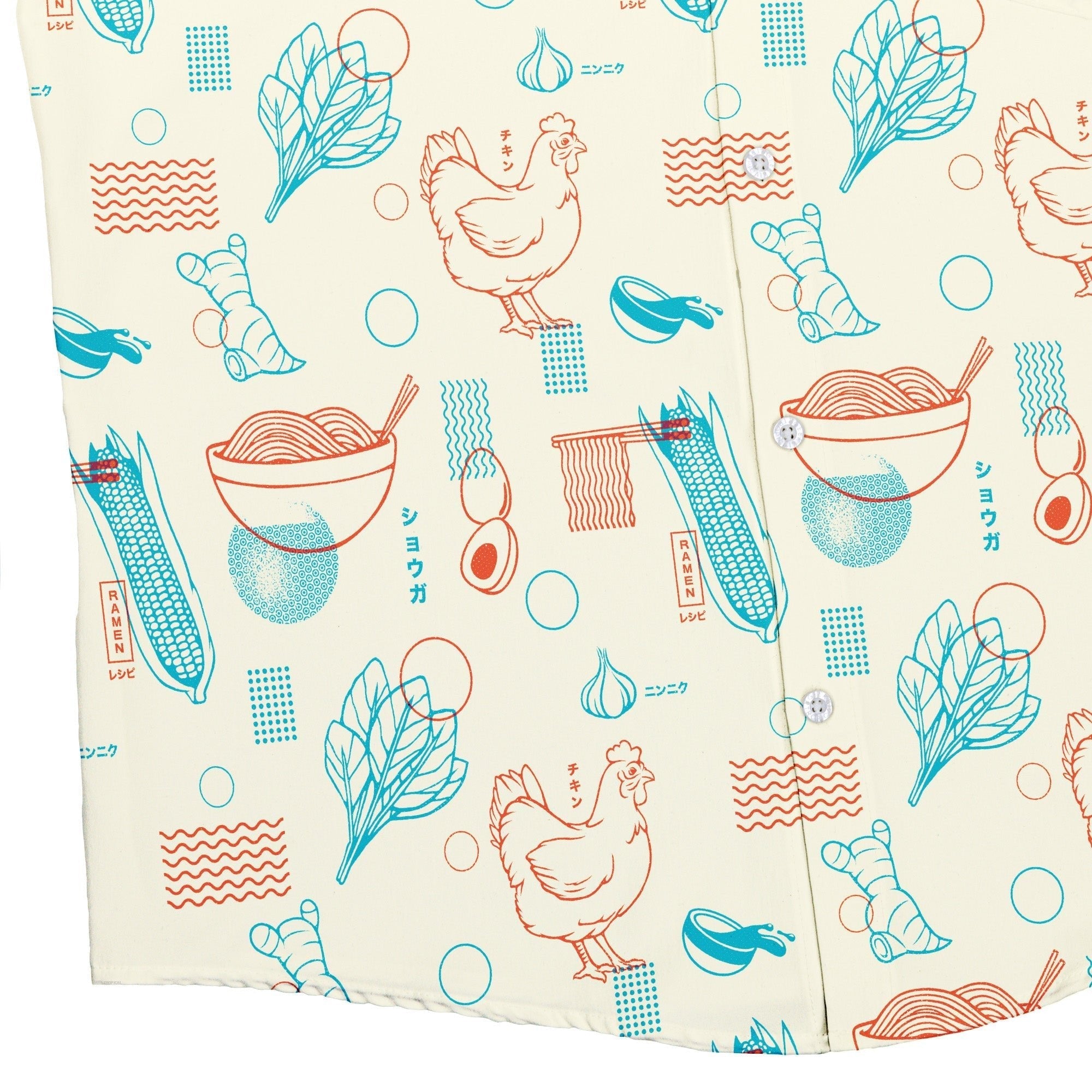 Ramen Recipe Japanese Button Up Shirt - adult sizing - Anime - Design by Tobe Fonseca