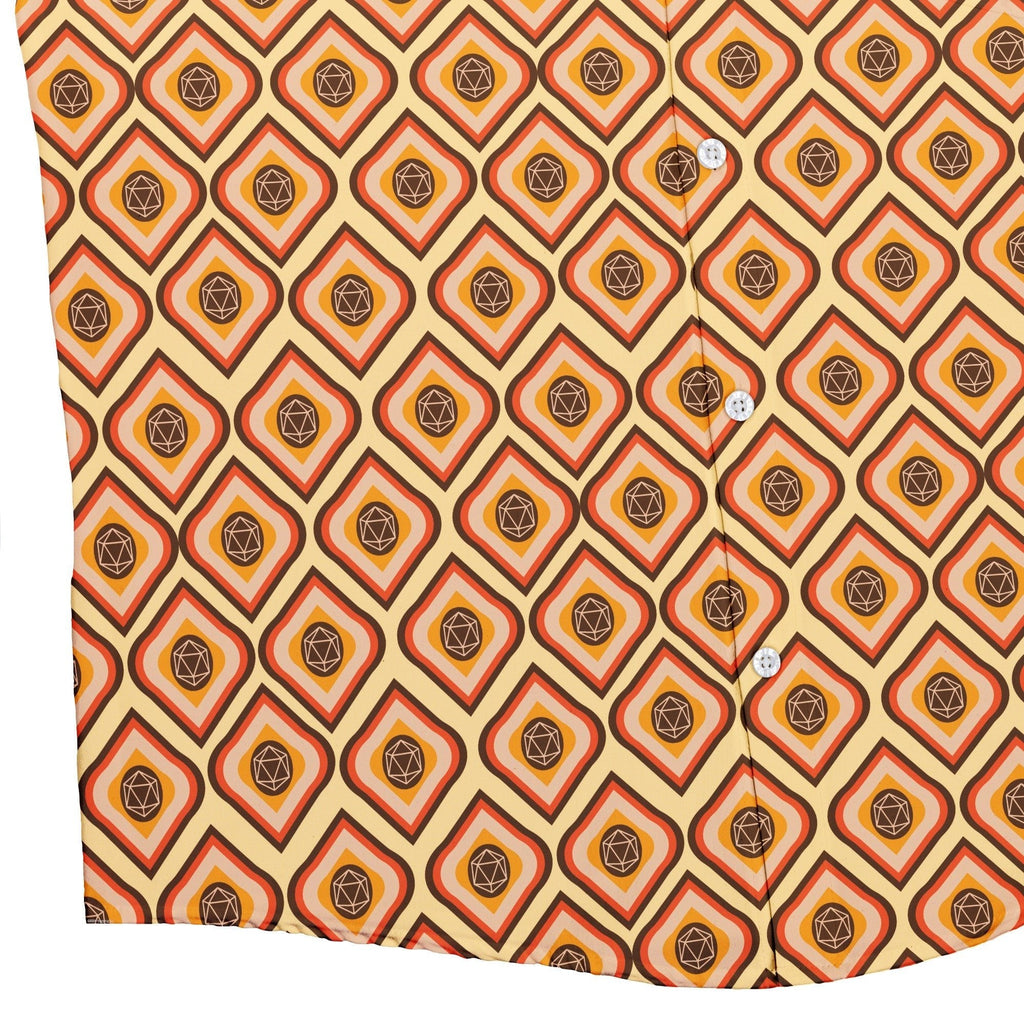 Retro Diamond Dice Button Up Shirt Geek Nerd adult sizing Design by Heather Davenport dnd & rpg print
