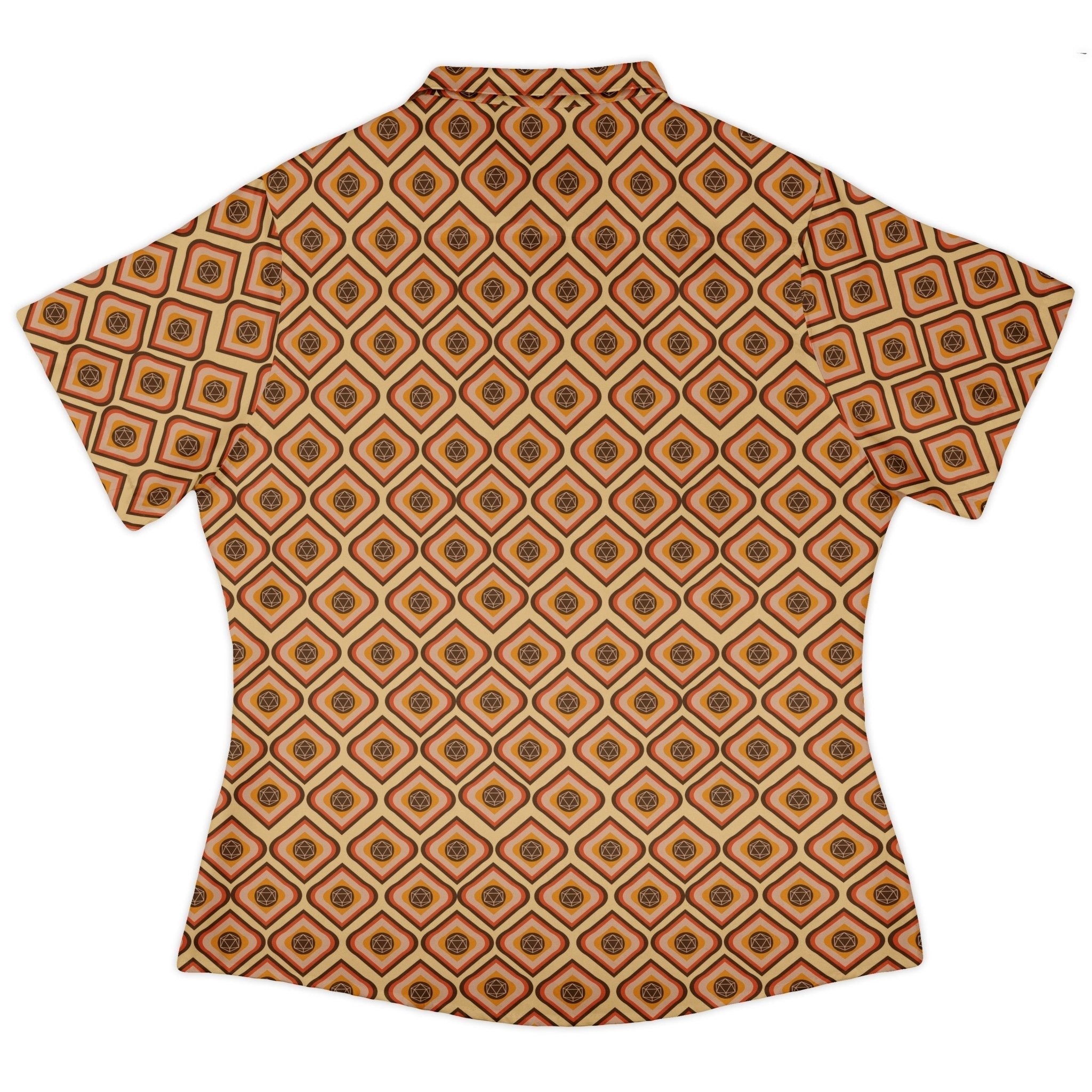 Retro Diamond Dice Curvy Button Up Shirt Geek Nerd Design by Heather Davenport dnd & rpg print q225