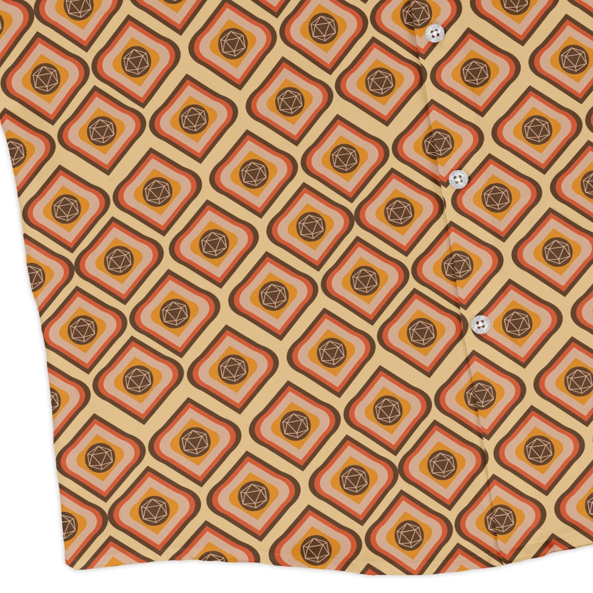 Retro Diamond Dice Long Sleeve Button Up Shirt Geek Nerd adult sizing Design by Heather Davenport dnd & rpg print
