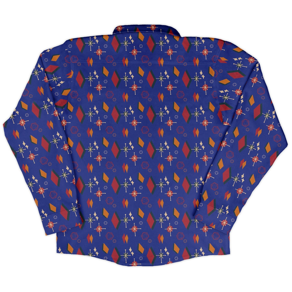 Retro Star Dice Long Sleeve Button Up Shirt Geek Nerd adult sizing Design by Heather Davenport dnd & rpg print