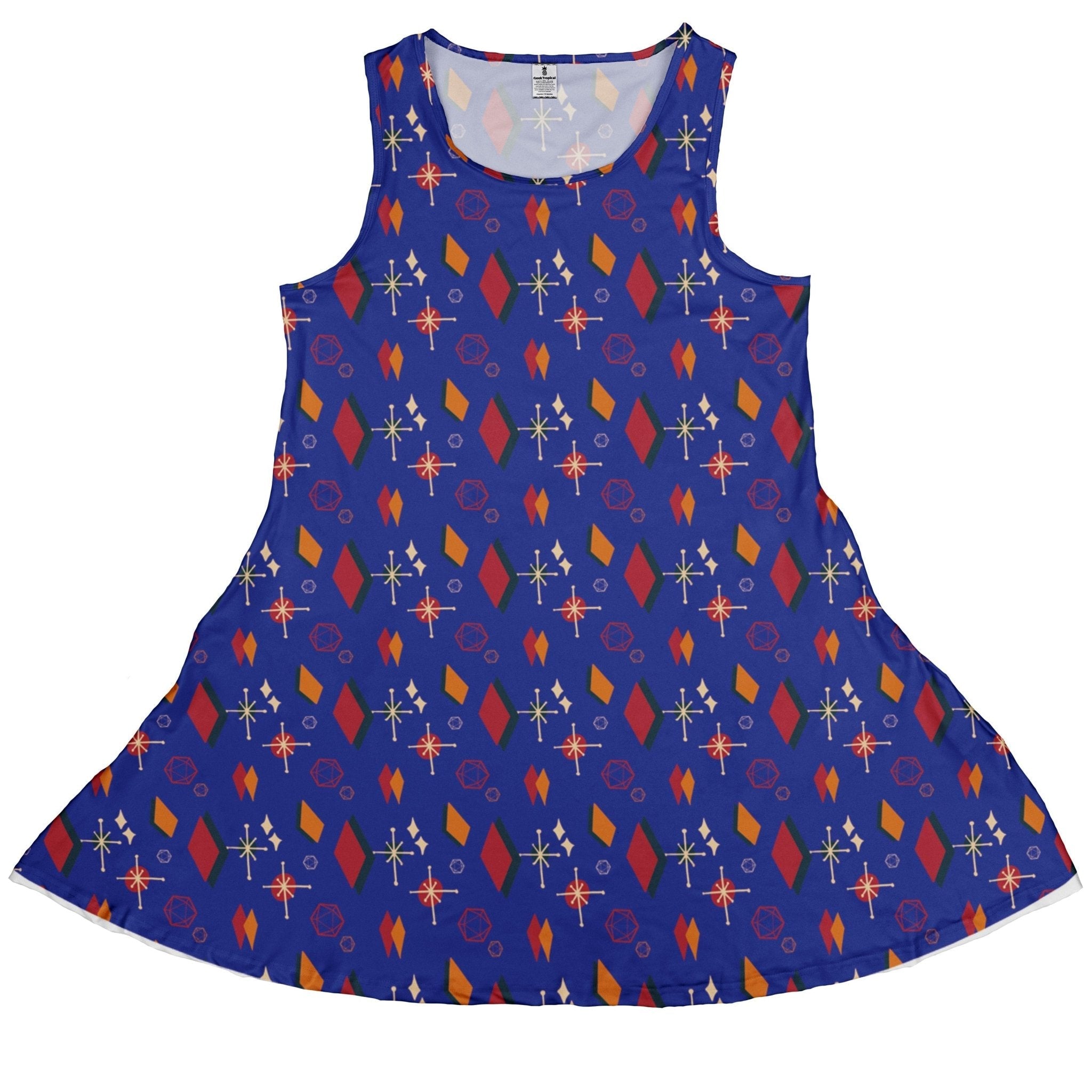 Retro Star Dice Dress Geek Nerd Design by Heather Davenport dnd & rpg print lx - C